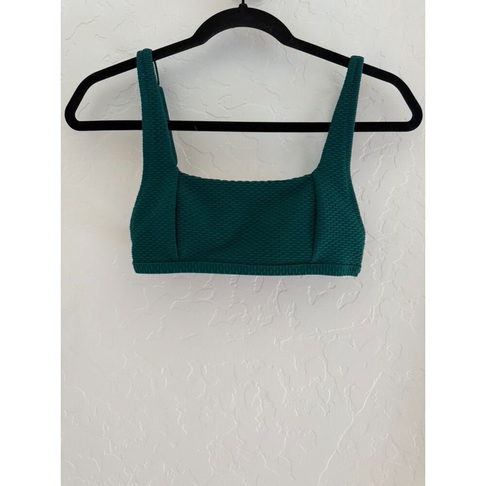Emerald green ribbed bikini top